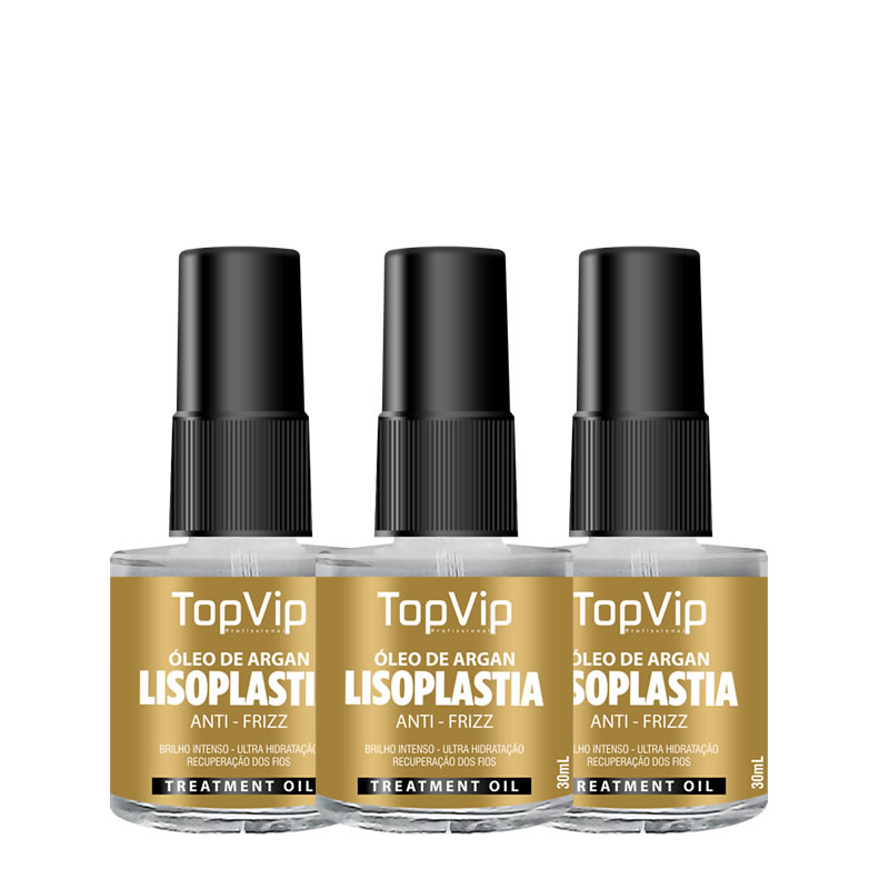 Kit com 3 Óleos de Argan Lisoplastia Top Vip 30ml (Cada)